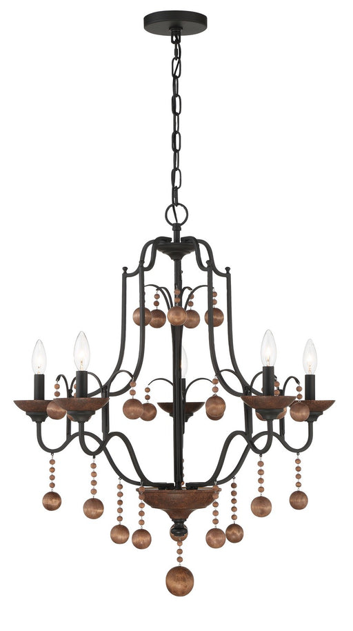 Minka-Lavery - 2665-723 - Five Light Chandelier - Colonial Charm - Old World Bronze w/Walnut