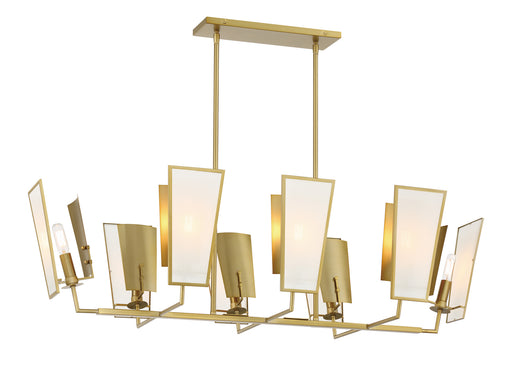 Ricochet Eight Light Island Pendant Soft Brass