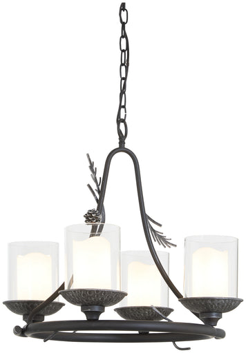 Ponderosa Ridge Four Light Chandelier Weathered Spruce w/Silver Highlights