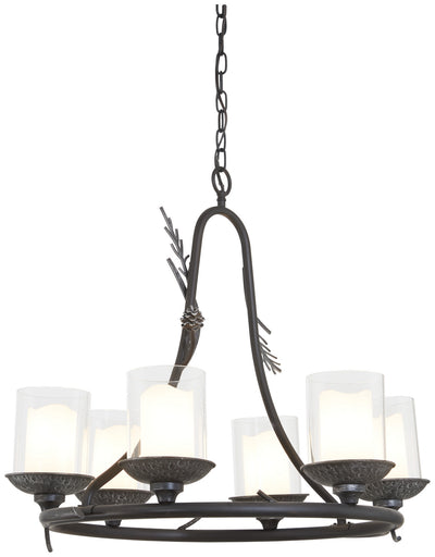 Ponderosa Ridge Six Light Chandelier Weathered Spruce w/Silver Highlights