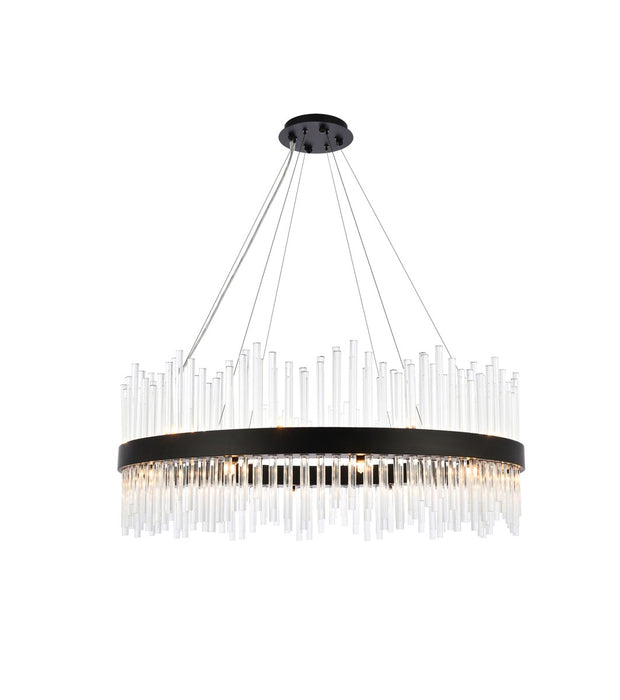 Dallas 20 Light Pendant Black-Large Chandeliers-Elegant Lighting-Lighting Design Store