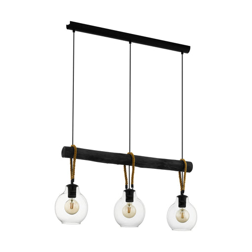 Roding Three Light Pendant Structured Black