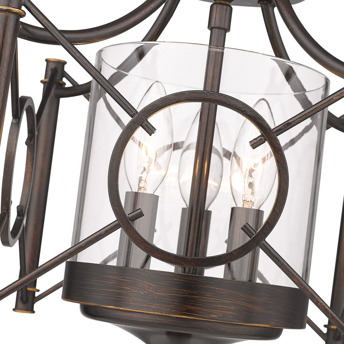 Golden - 3718-SF CDB-CLR - Three Light Semi-Flush Mount - Quincy - Cordoban Bronze