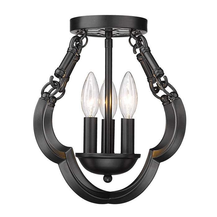 Golden - 5926-SF12 BLK - Three Light Semi-Flush Mount - Saxon - Matte Black