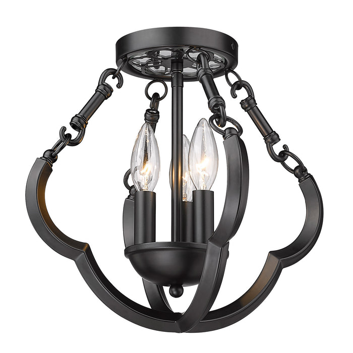 Golden - 5926-SF12 BLK - Three Light Semi-Flush Mount - Saxon - Matte Black