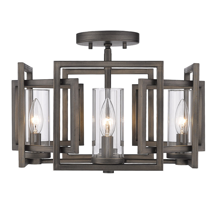 Golden - 6068-FM GMT - Four Light Flush Mount - Marco - Gunmetal Bronze