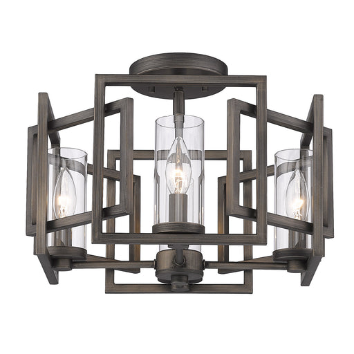 Golden - 6068-FM GMT - Four Light Flush Mount - Marco - Gunmetal Bronze