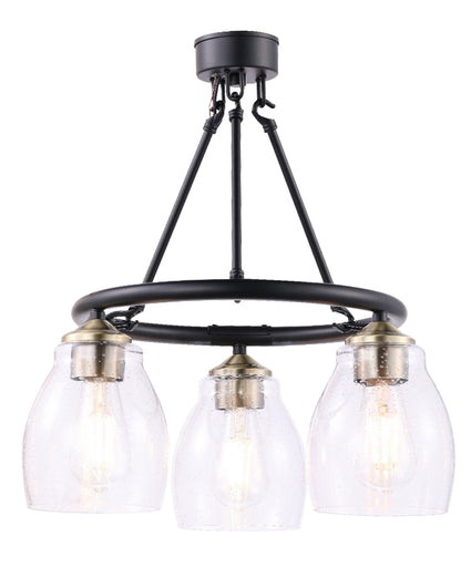 Winsley Three Light Chandelier Coal w/Stained Brass