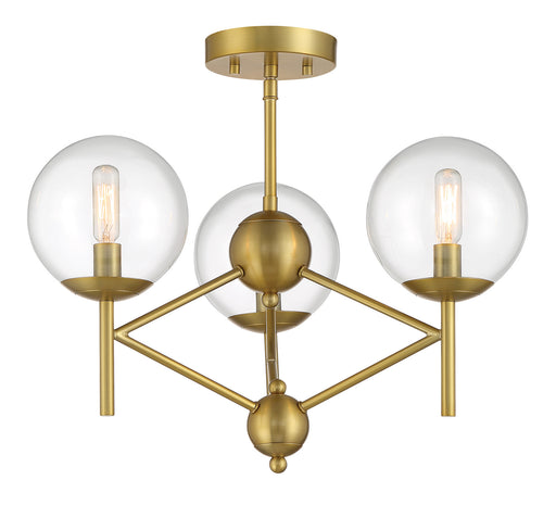 Auresa Three Light Semi Flush Mount Soft Brass