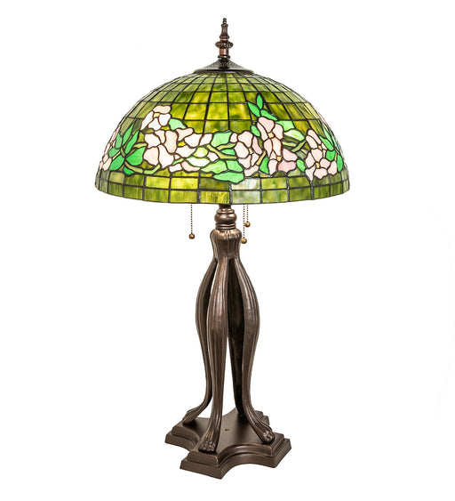 Meyda Tiffany - 253005 - 33" Table Lamp - Tiffany Banded Dogwood - Mahogany Bronze