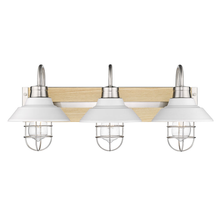 Golden - 3321-BA3 PW-WHT - Three Light Bath Vanity - Fraser - Pewter