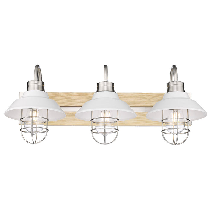 Golden - 3321-BA3 PW-WHT - Three Light Bath Vanity - Fraser - Pewter