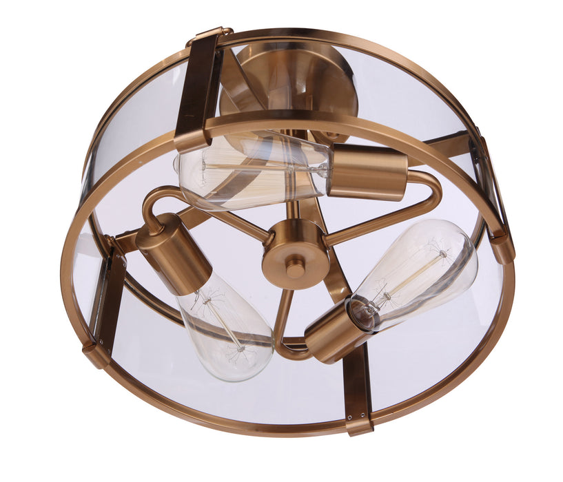 Craftmade - 55353-SB - Three Light Semi Flush Mount - Elliot - Satin Brass