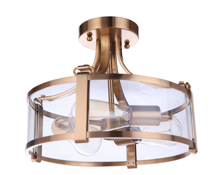 Craftmade - 55353-SB - Three Light Semi Flush Mount - Elliot - Satin Brass