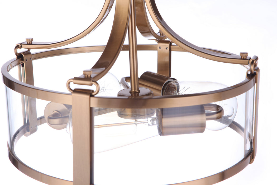 Craftmade - 55353-SB - Three Light Semi Flush Mount - Elliot - Satin Brass