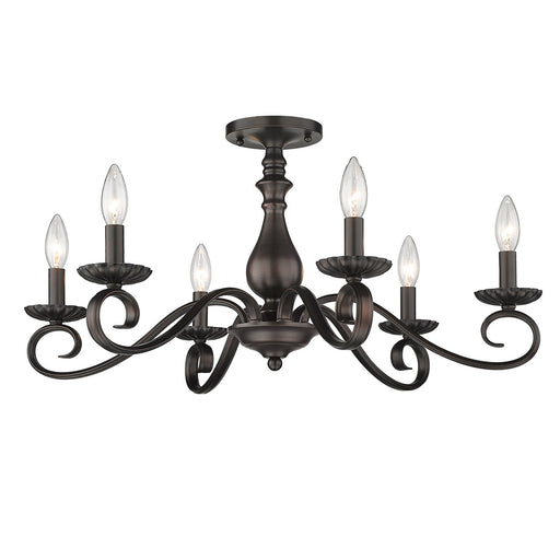 Larrick Six Light Semi-Flush Mount Rubbed Bronze