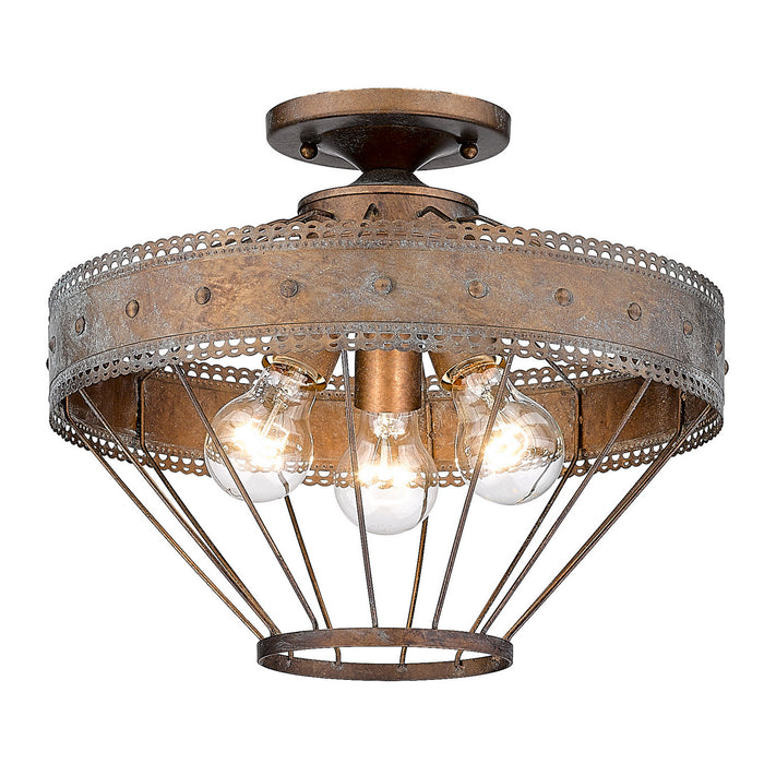 Golden - 7856-SF CP - Three Light Semi-Flush Mount - Ferris - Copper Patina
