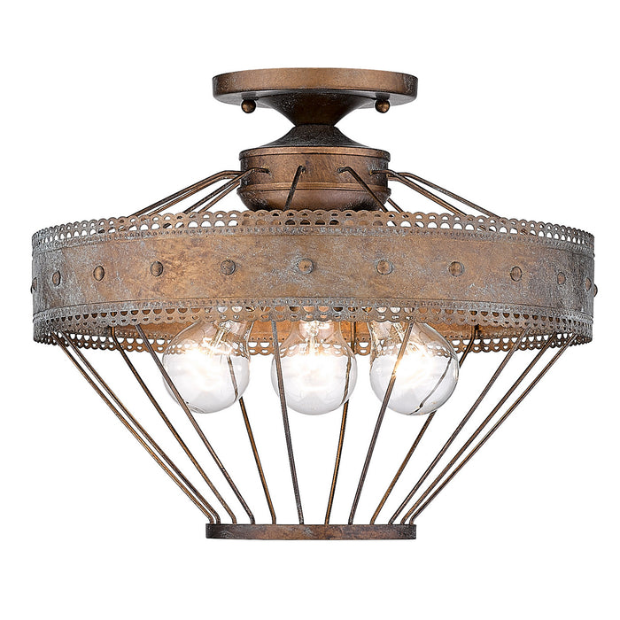 Golden - 7856-SF CP - Three Light Semi-Flush Mount - Ferris - Copper Patina