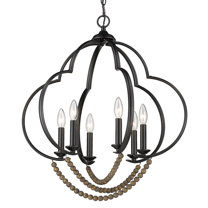 Golden - 8320-6P BLK-EWB - Six Light Pendant - Flori - Matte Black