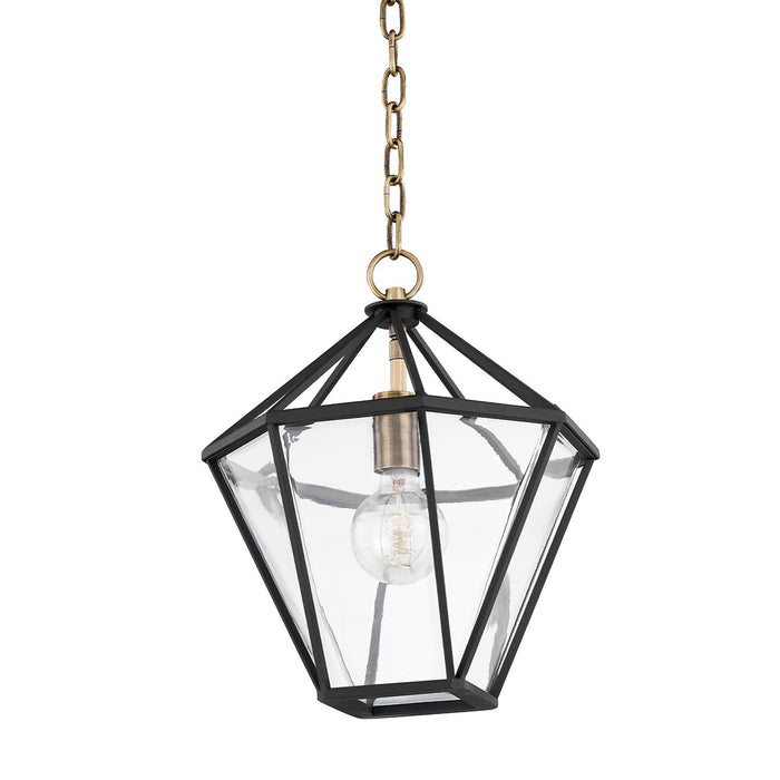 Troy Lighting - F8212-PBR/TBK - One Light Lantern - Moss - Patina Brass/Textured Black