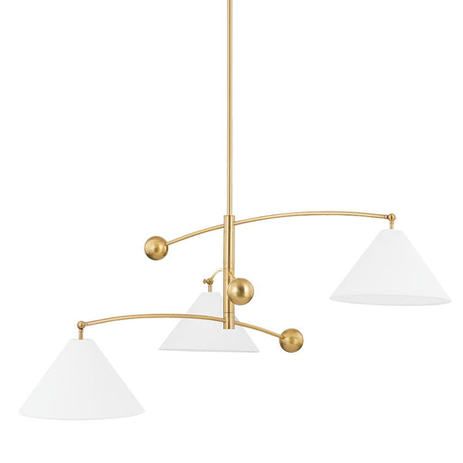 Birdie Three Light Chandelier Aged Brass