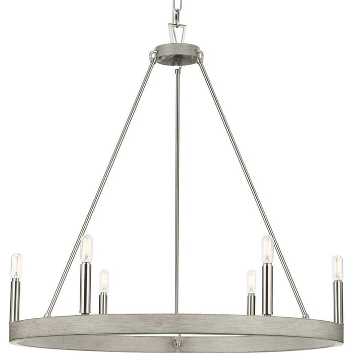 Progress Lighting - P400302-009 - Six Light Chandelier - Galloway - Brushed Nickel