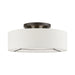 Livex Lighting - 40143-91 - Three Light Semi-Flush Mount - Ellsworth - Brushed Nickel w/Shiny White