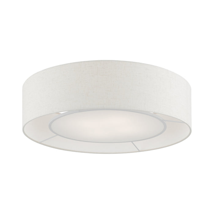 Livex Lighting - 40144-91 - Four Light Semi-Flush Mount - Ellsworth - Brushed Nickel w/Shiny White
