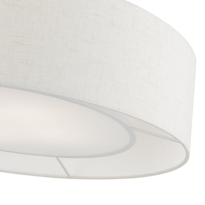 Livex Lighting - 40144-91 - Four Light Semi-Flush Mount - Ellsworth - Brushed Nickel w/Shiny White