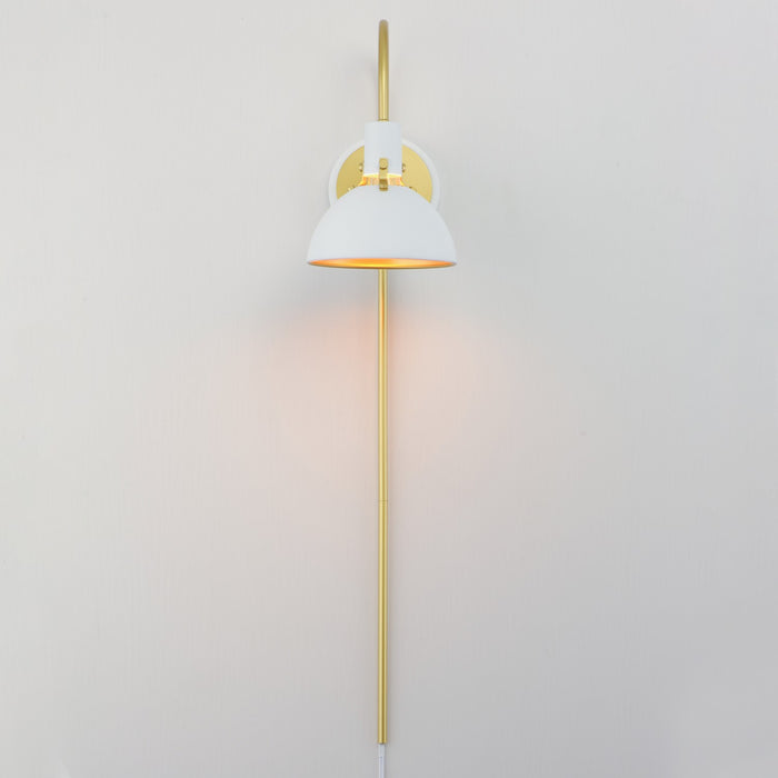 Maxim - 12041WTSBR - One Light Wall Sconce - Dawn - White/Satin Brass