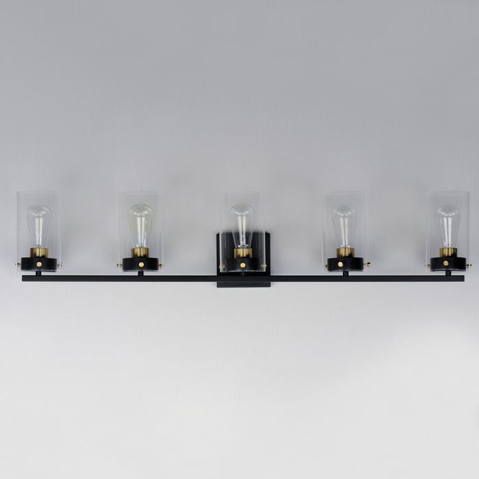 Maxim - 12405CLBKSBR - Five Light Bath Vanity - Pinn - Black / Satin Brass