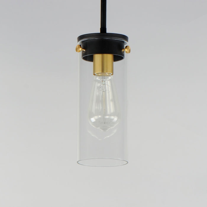 Maxim - 12406CLBKSBR - One Light Mini Pendant - Pinn - Black / Satin Brass