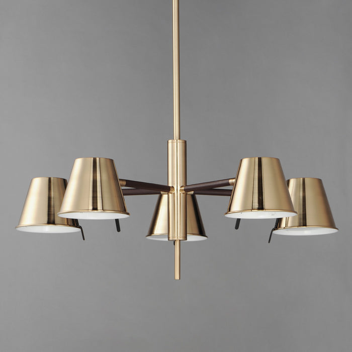 Maxim - 25175DBZHR - LED Chandelier - Carlo - Dark Bronze, Leather, Heritage Brass