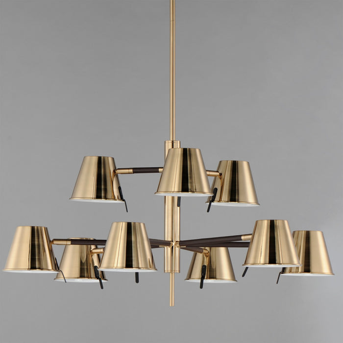 Maxim - 25179DBZHR - LED Chandelier - Carlo - Dark Bronze, Leather, Heritage Brass