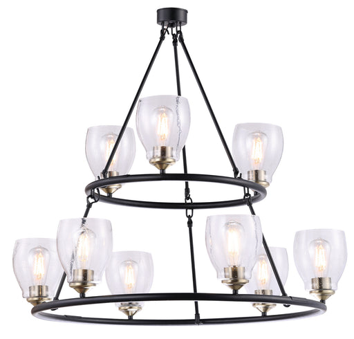 Winsley Nine Light Chandelier Coal w/Stained Brass