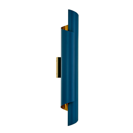Piaga Two Light Wall Sconce Matte Blue and Polished Brass