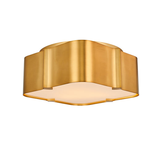 Lotus Three Light Flush Mount Winter Brass