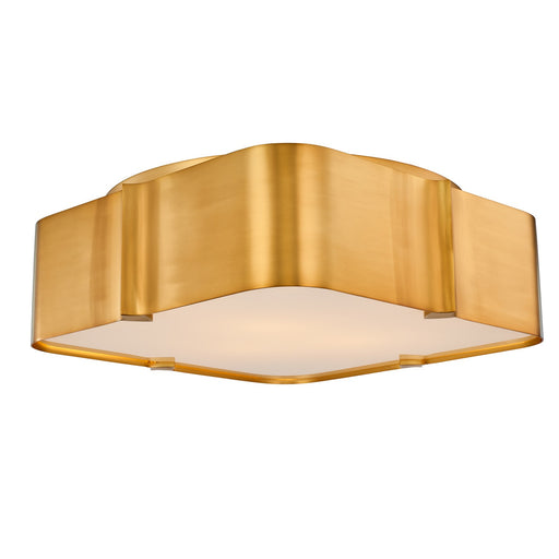Lotus Three Light Flush Mount Winter Brass