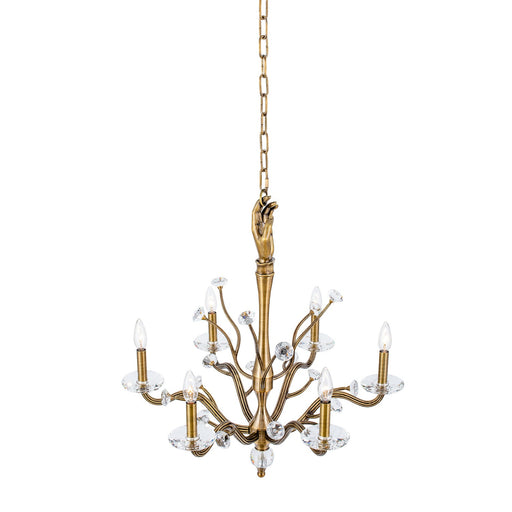Venus Six Light Chandelier Historic Brass