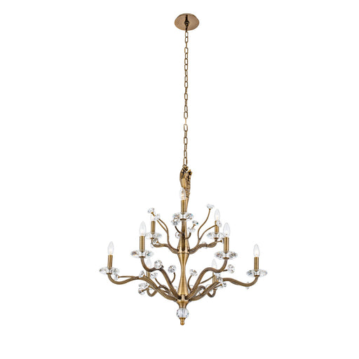 Venus Nine Light Chandelier Historic Brass