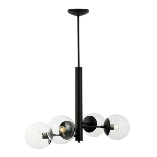 Mid-Century Four Light Chandelier Black