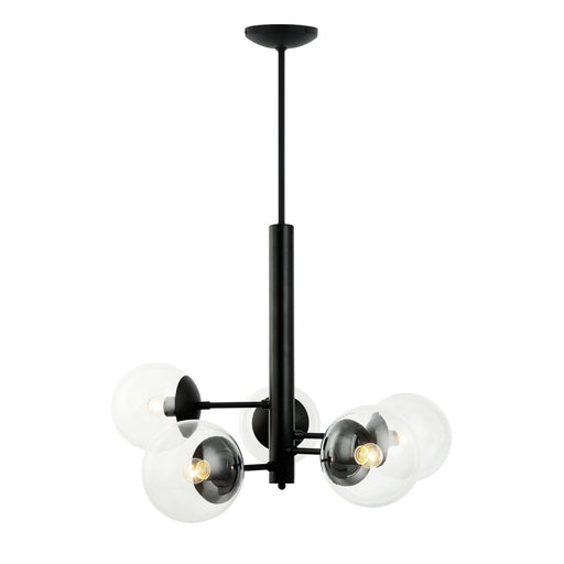 Mid-Century Five Light Chandelier Black