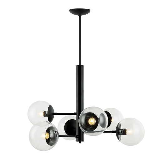 Mid-Century Six Light Chandelier Black