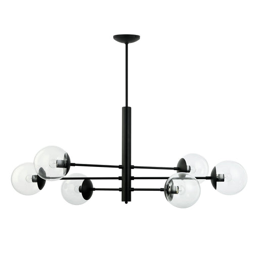 Mid-Century Six Light Linear Pendant Black