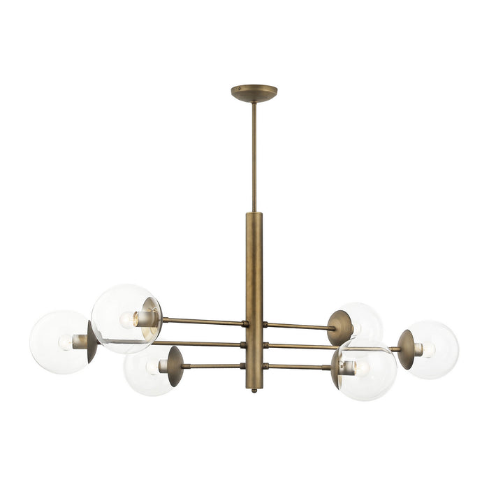 Varaluz - 612750 - Six Light Linear Pendant - Mid-Century - Antique Brass