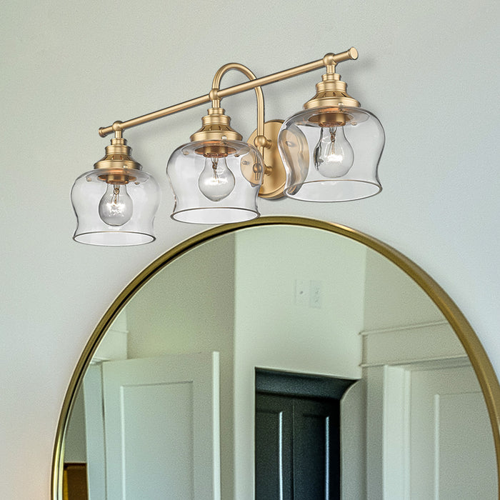 Golden - 3610-BA3 BCB-CLR - Three Light Vanity Light - Daphne - Brushed Champagne Brass