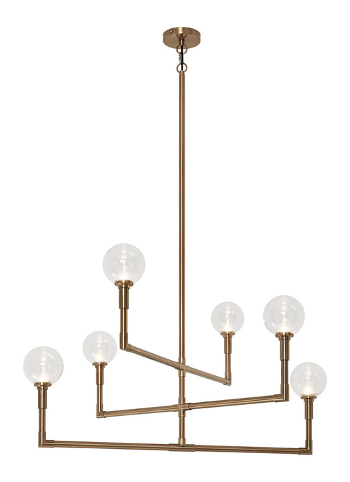 Matteo Lighting - C64806AGCL - Six Light Chandelier - Candlestix - Aged Gold Brass