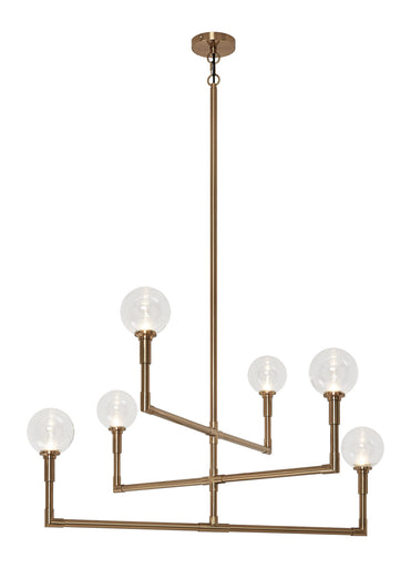 Candlestix Six Light Chandelier Aged Gold Brass