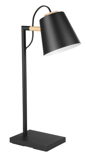 Lacey One Light Table Lamp Structured Black, Natural Wood