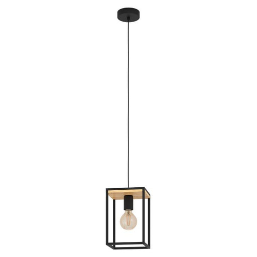 Eglo USA - 99795A - One Light Pendant - Libertad - Structured Black & Natural Wood